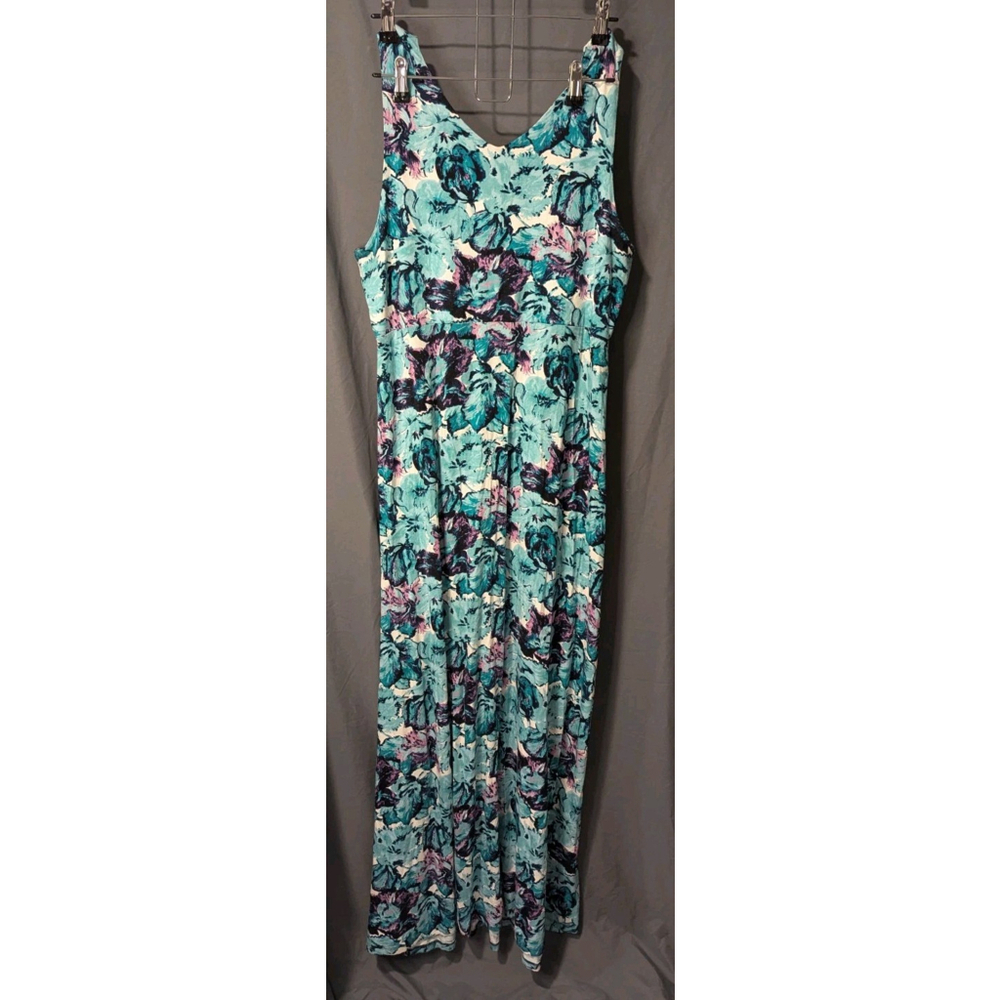 Talbots Large Maxi Dress Blue Purple Spring - Picture 2 of 4